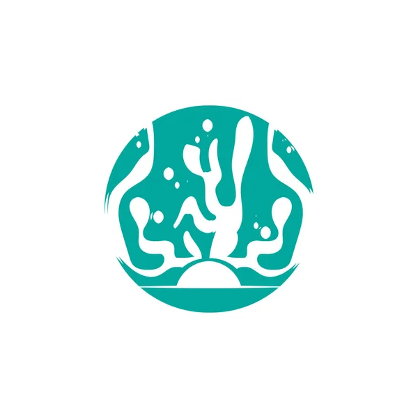 Meeresalgen Logo Meer Zierpflanzendesign Meereslebewesen Vektor Symbol Illustration — Stockvektor