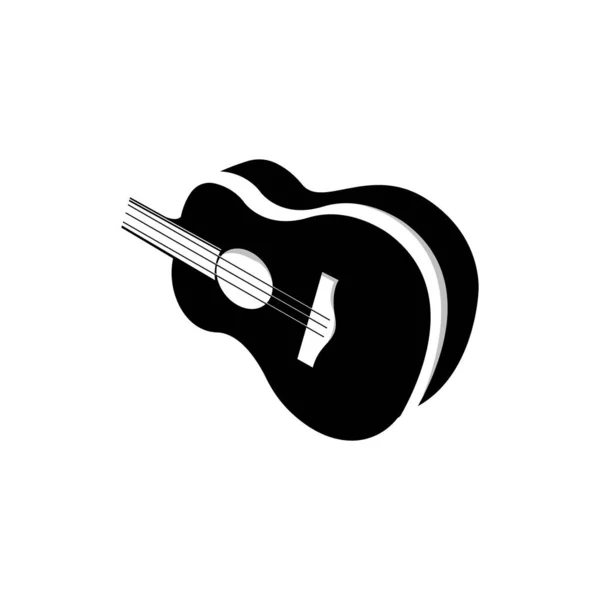 Guitar Logo Ukulele Musikinstrument Vector Simple Silhouette Design — Stockvektor