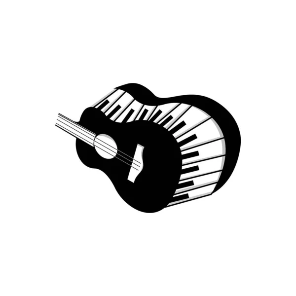 Logotipo Guitarra Ukulele Instrumento Musical Vector Design Silhueta Simples — Vetor de Stock