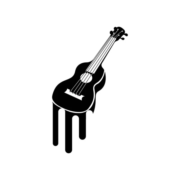 Guitar Logo Ukulele Musical Instrument Vector Simple Silhouette Design — 스톡 벡터