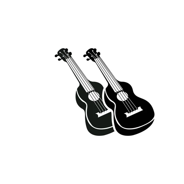Logotipo Guitarra Ukulele Instrumento Musical Vector Diseño Silueta Simple — Vector de stock