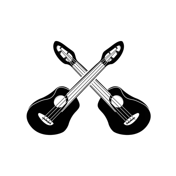 Logotipo Guitarra Ukulele Instrumento Musical Vector Design Silhueta Simples —  Vetores de Stock