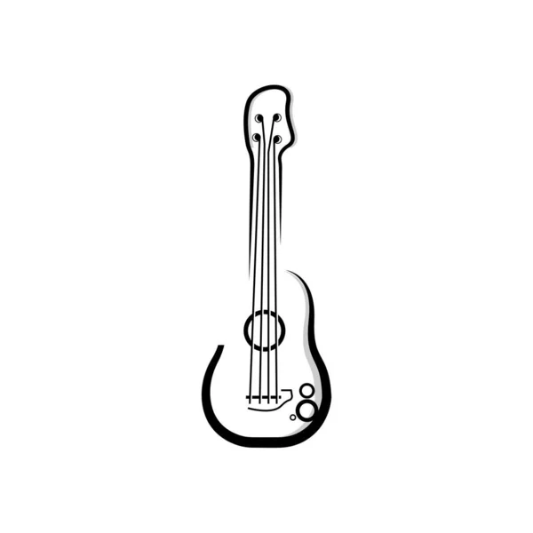 Logotipo Guitarra Ukulele Instrumento Musical Vector Design Silhueta Simples — Vetor de Stock