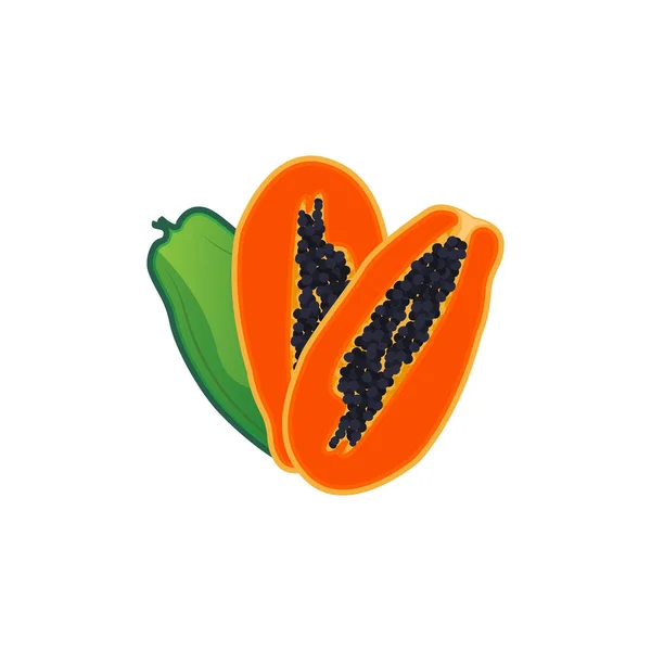 Diseño Logo Papaya Vector Fruta Vitamina Icono Ilustración Marca Producto — Vector de stock