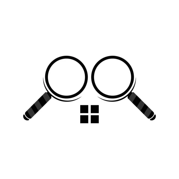 検索ロゴ オブジェクト拡大鏡デザイン 探偵ツールベクトル テンプレートイラストシンボル — ストックベクタ