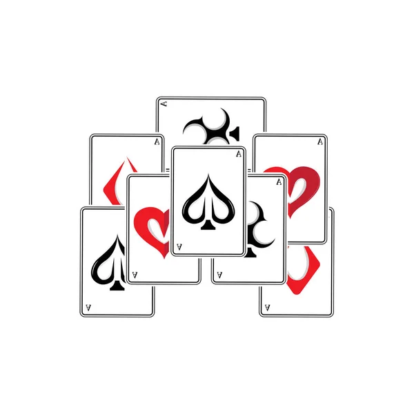 Casino Poker Vintage Logo Vector Diamonds Ace Corações Espadas Poker —  Vetores de Stock