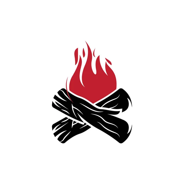 Logo Bonfire Bois Brûlant Conception Feu Camping Aventure Vintage — Image vectorielle