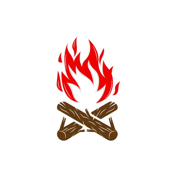 Bonfire Logo Wood Burning Fire Design Camping Äventyr Vintage — Stock vektor