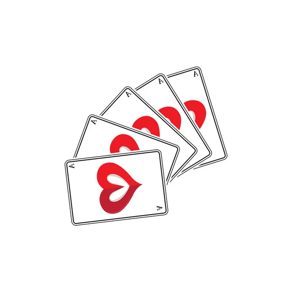 Casino Poker Vintage Logo Vector Diamonds Ace Srdce Piky Poker — Stockový vektor
