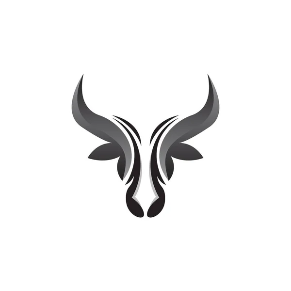 牛のロゴデザイン 牛の頭ベクトル シンプルなヴィンテージバッファローと牛の長い角 — ストックベクタ