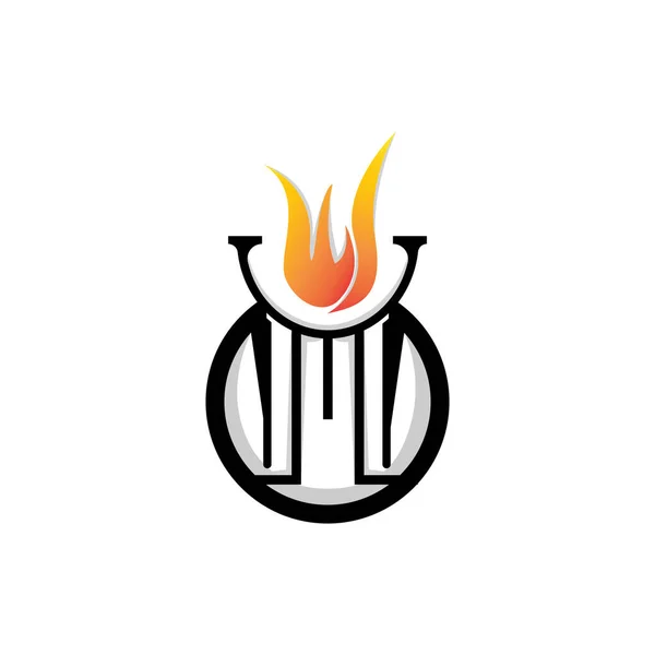 Meşale Logosu Ateş Tasarımı Harf Logosu Marka Simgesi — Stok Vektör