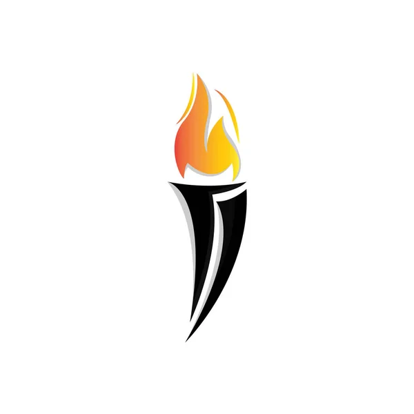 Fackel Logo Feuer Design Buchstabe Logo Produkt Markensymbol — Stockvektor