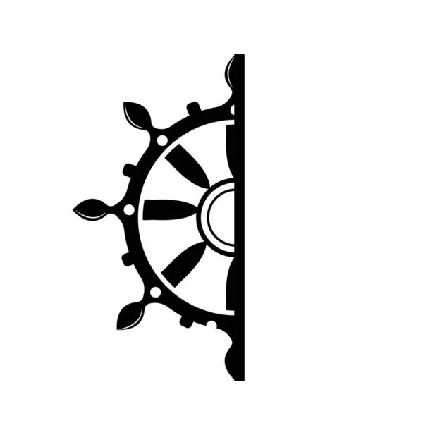 Ship Steering Wheel Logo Vector Maritime Nautical Retro Vintage Template — 스톡 벡터