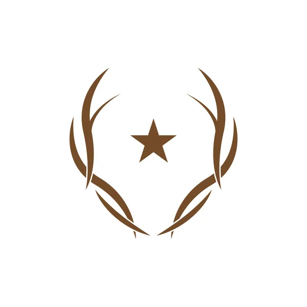 Rusa Horn Logo Hewan Vektor Minimalis Desain Sederhana Ilustrasi Simbol - Stok Vektor