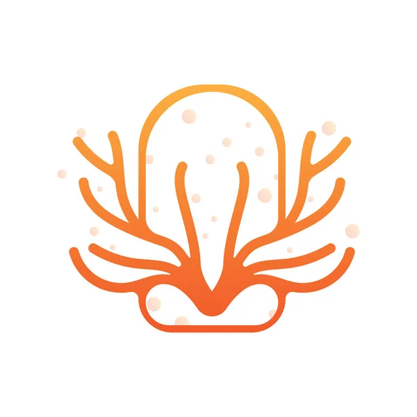 Logo Corail Lieu Conception Plantes Marines Animal Marin Vecteur Mer — Image vectorielle