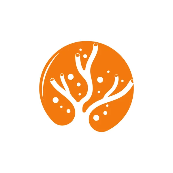Korallen Logo Marine Plant Design Ort Marine Animal Algen Sea — Stockvektor