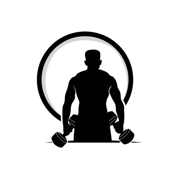 Логотип Тренажерного Залу Вектор Здоров Фітнесу Язовий Тренувальний Силует Дизайн — стоковий вектор