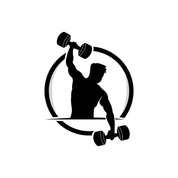 Jimnastik Logosu Fitness Sağlık Vektörü Kas Çalışması Siluet Tasarımı Fitness — Stok Vektör