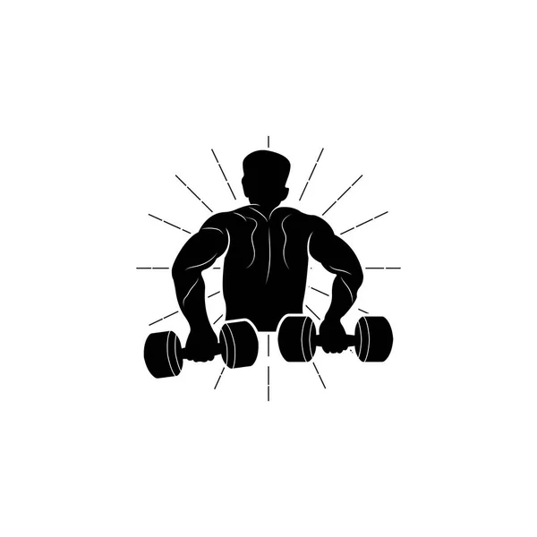 Gym Logo Fitness Health Vector Muscle Workout Silhouette Design Fitness — Stockvektor