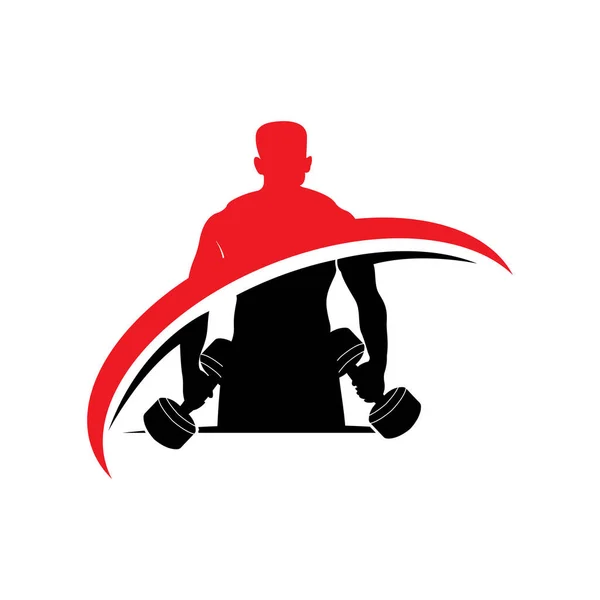Logo Gymnase Vecteur Santé Fitness Conception Silhouette Entraînement Musculaire Club — Image vectorielle