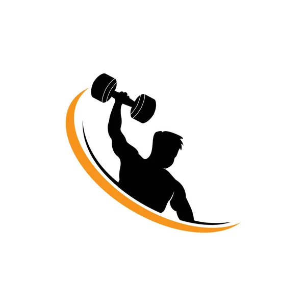 Логотип Тренажерного Зала Вектор Здоровья Фитнес Силуэт Тренировки Мышц Фитнес — стоковый вектор