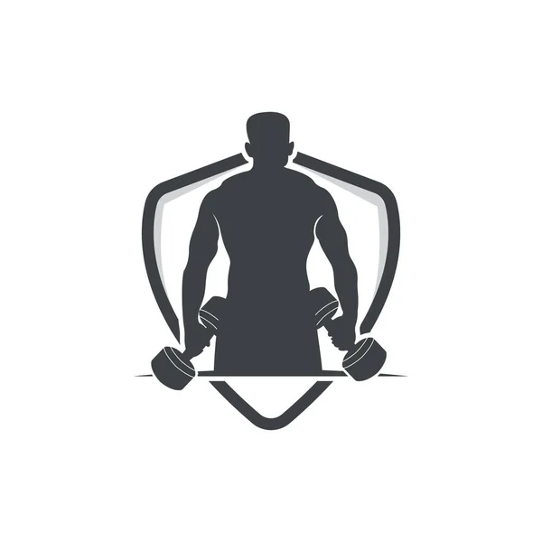 Gym Logo Fitness Health Vector Muscle Workout Silhouette Design Fitness — Stockvektor