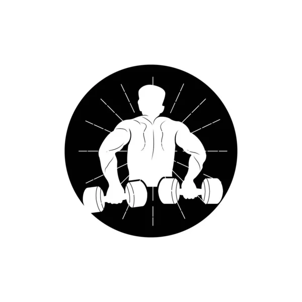 Logo Gymnase Vecteur Santé Fitness Conception Silhouette Entraînement Musculaire Club — Image vectorielle