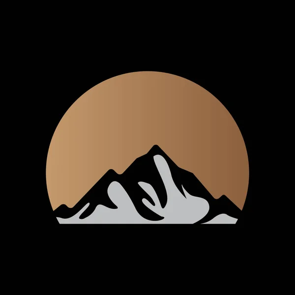 山のロゴ 自然景観デザイン クライマーと冒険 テンプレートイラスト — ストックベクタ