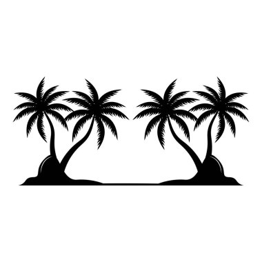 Hindistan Cevizi Ağacı Logosu Tasarımı, Plaj Bitkisi Vektörü, Palmiye Ağacı Yazı, Çizim Şablonu