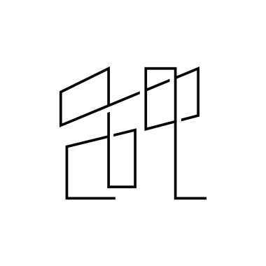 Skyline Logosu, Basit Modern Gökdelenler Tasarımı, Vektör Şehir Binaları, Simge Görünümü