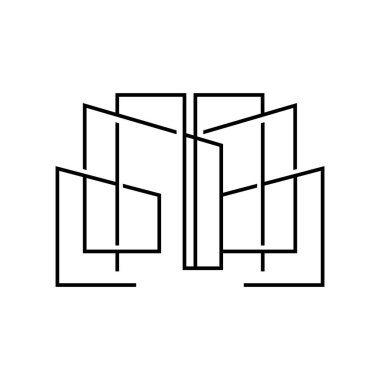 Skyline Logosu, Basit Modern Gökdelenler Tasarımı, Vektör Şehir Binaları, Simge Görünümü