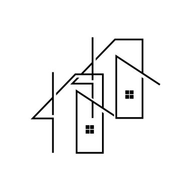 Skyline Logosu, Basit Modern Gökdelenler Tasarımı, Vektör Şehir Binaları, Simge Görünümü