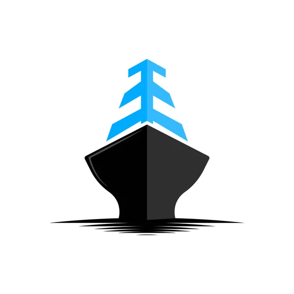 Λογότυπο Εμπορευματικού Πλοίου Σχεδιασμός Ocean Transportation Vector Και Cruise Ship — Διανυσματικό Αρχείο