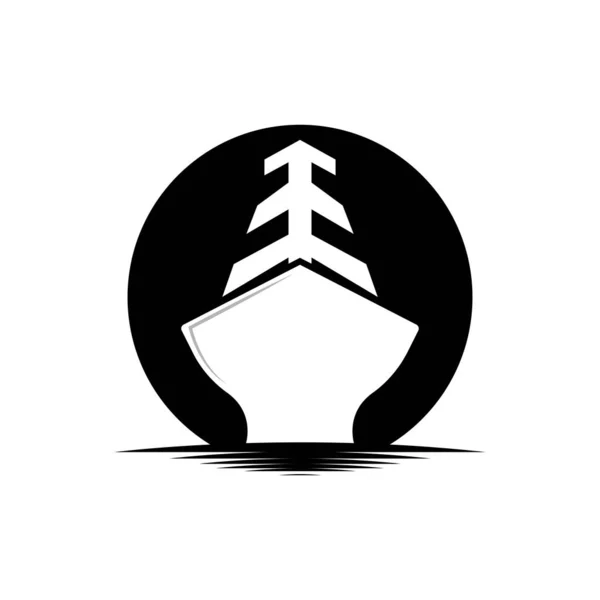 Vrachtschip Logo Design Ocean Transportation Vector Cruiseschip Cargo Logistiek Zeilschool — Stockvector
