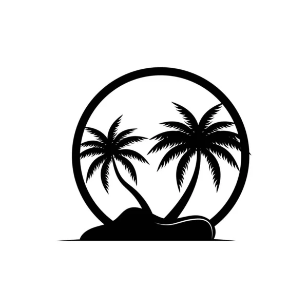 Logotipo Coqueiro Design Vetor Planta Praia Verão Palmeira Modelo Ilustração —  Vetores de Stock