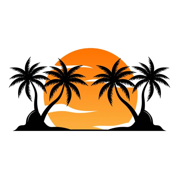 Coconut Tree Logo Design Beach Plant Vector Palm Tree Sommar — Stock vektor