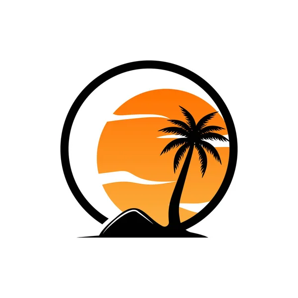 椰树标志设计 海滩植物病媒 棕榈树夏季 图例模板 — 图库矢量图片