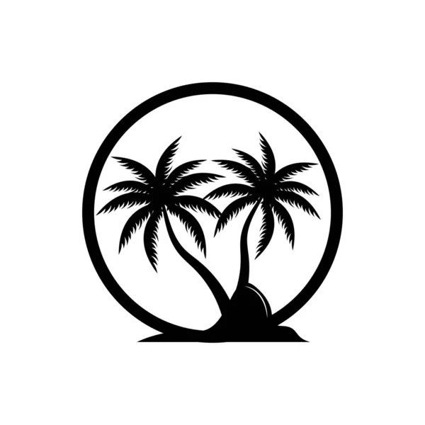 Projekt Logo Drzewa Kokosowego Wektor Roślin Plaży Lato Palmy Szablon — Wektor stockowy