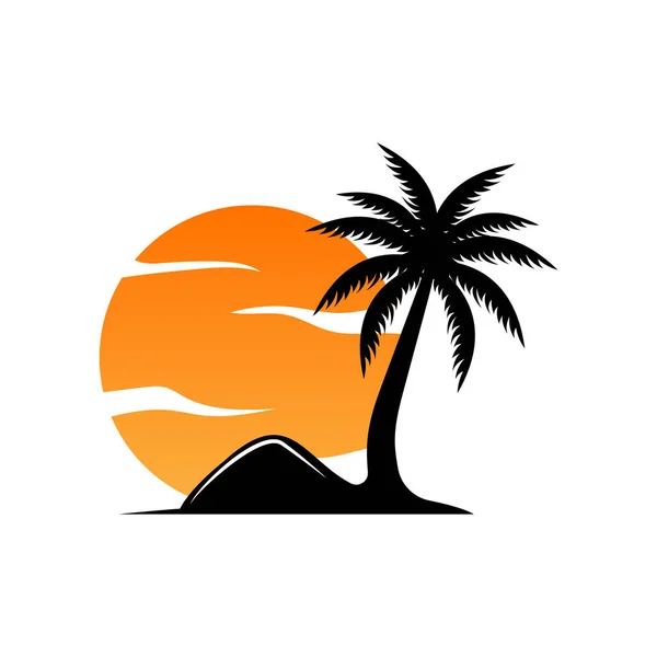 Logotipo Coqueiro Design Vetor Planta Praia Verão Palmeira Modelo Ilustração — Vetor de Stock