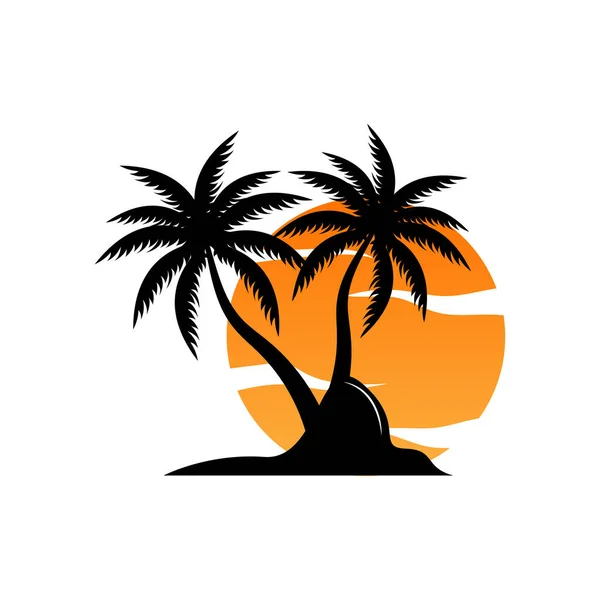 Kókuszfa Logó Tervezés Beach Plant Vector Palm Tree Summer Illusztrációs — Stock Vector