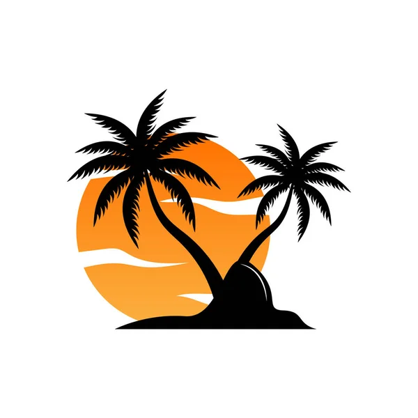 Coconut Tree Logo Design Beach Plant Vector Palm Tree Sommar — Stock vektor