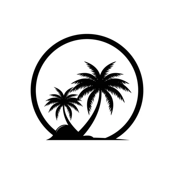 Diseño Del Logotipo Del Árbol Coco Vector Planta Playa Verano — Vector de stock