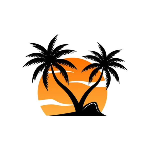Logotipo Coqueiro Design Vetor Planta Praia Verão Palmeira Modelo Ilustração —  Vetores de Stock