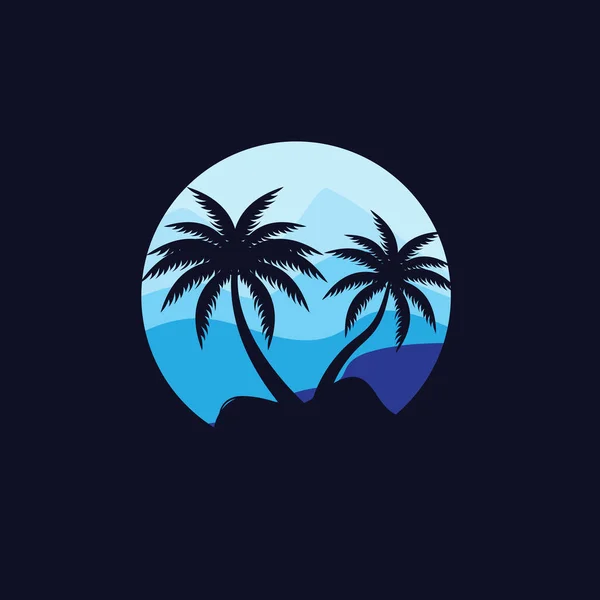 Дизайн Логотипу Кокосового Дерева Вектор Пляжного Рослин Літо Пальмового Дерева — стоковий вектор