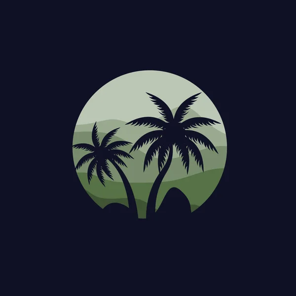 Diseño Del Logotipo Del Árbol Coco Vector Planta Playa Verano — Vector de stock