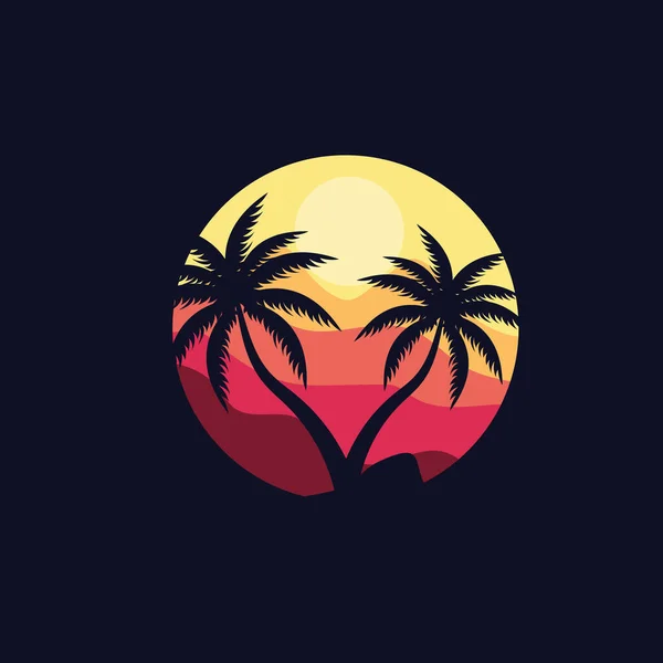 Дизайн Логотипа Кокосового Дерева Вектор Растений Пляже Лето Пальмы Шаблон — стоковый вектор