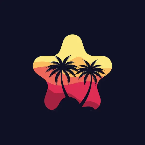 Diseño Del Logotipo Del Árbol Coco Vector Planta Playa Verano — Archivo Imágenes Vectoriales