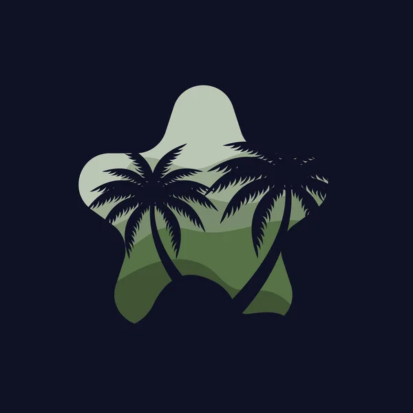 Coconut Tree Logo Design Beach Plant Vector Palm Tree Summer - Stok Vektor