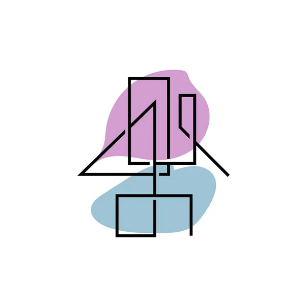 スカイラインのロゴ スカイスクレーパーのシンプルなモダンなデザイン ベクターシティスキャンビル アイコンシルエットイラスト — ストックベクタ