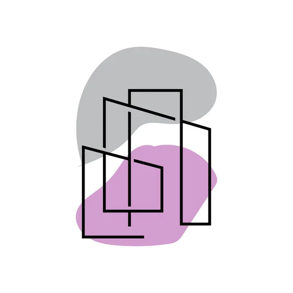 スカイラインのロゴ スカイスクレーパーのシンプルなモダンなデザイン ベクターシティスキャンビル アイコンシルエットイラスト — ストックベクタ
